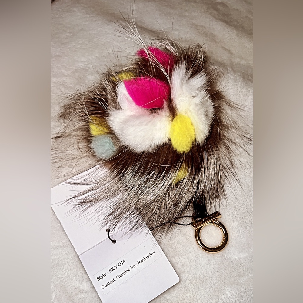 Brand new Linda Richards Multi Colored Rex rabbit /fox, keychain - Picture 3 of 4